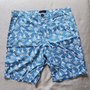 Jachs NY Light Blue Leaf Print Seersucker Short, 31"